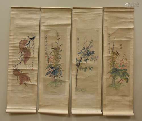 4 Chinese Nature Paintings: Ni Tian(1855-1919)