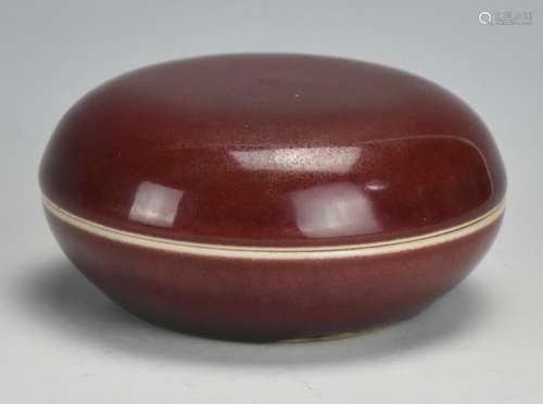 An Ox-blood Red Glazed Circular Box & Lid