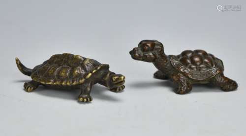 A Pair of Bronze Tortises: 1 Mythical