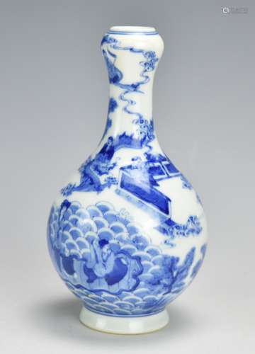 Blue & White Garlic Mouth Vase w/ Yongzheng Mark