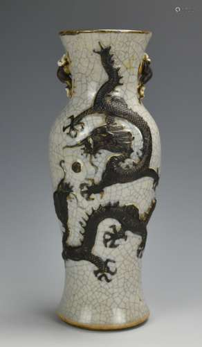 A Chinese Ge Ware Dragon Vase,19th C