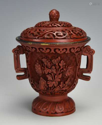 Carved Lacquerware Cup & Lid