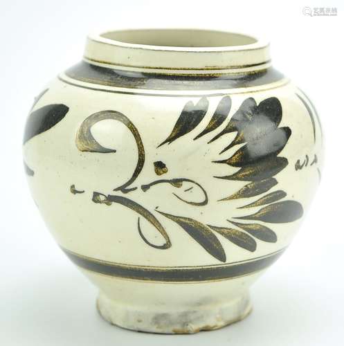 Cizhou Type Jar White glaze w/