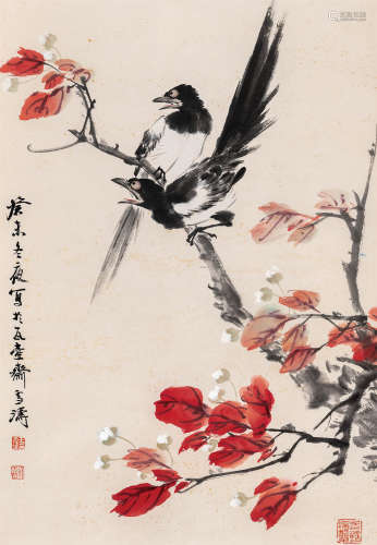 王雪涛（1903～1982） 双喜图 立轴 设色纸本