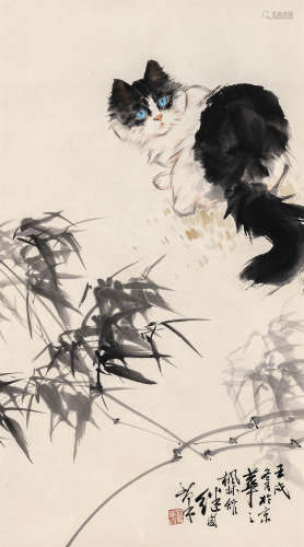 刘继卣（1918～1983） 猫 镜心 设色纸本