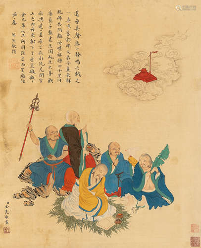 金昆（1662～1722） 人物 立轴 设色绢本