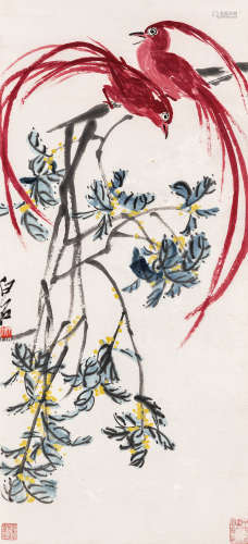齐白石（1864～1957） 富贵双寿 镜心 设色纸本