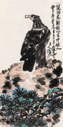 王培东（b.1941） 鹰 镜心 设色纸本