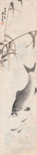 莲溪（1816～1884） 有鱼图 立轴 设色纸本