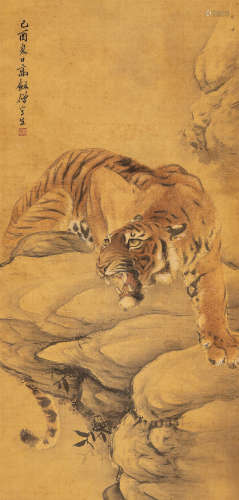 高剑僧（1894～1916） 虎 立轴 设色绢本