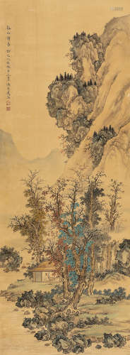 冯忠莲（1918～2001） 溪山读易图 立轴 设色绢本