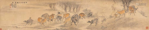 杨晋（1644～1728） 放牛图 手卷 设色纸本
