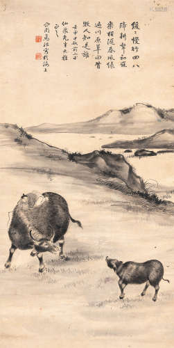 马企周（1855～1935） 牧牛图 立轴 水墨纸本