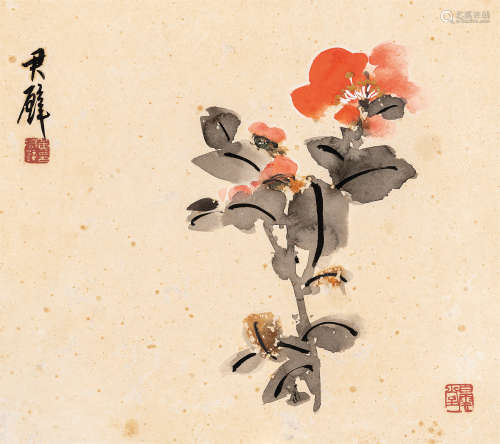 黄君璧（1898～1991） 花卉 镜心 水墨纸本