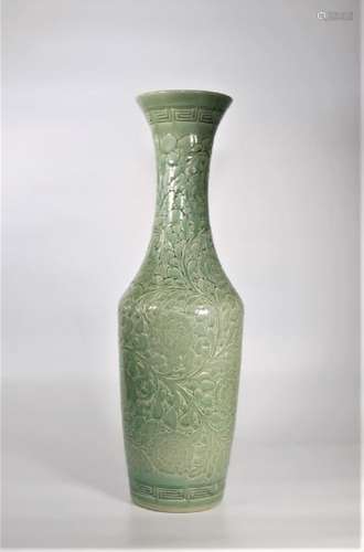 Large Chinese Song Style Yaozhou Celadon Vase