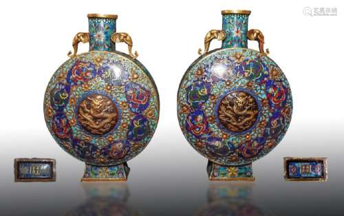 Important Large Qing Dynasty Pair of Chinese Cloisonne