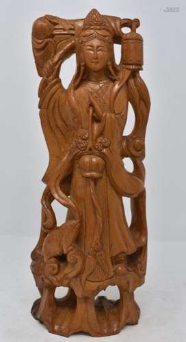 Chinese 19th Century Wood Carving Beauty