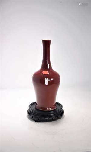 Chinese Qing Dynasty Lang yao red-glazed vase