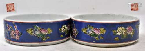 Pair of Chinese Famille Rose Porcelain Container