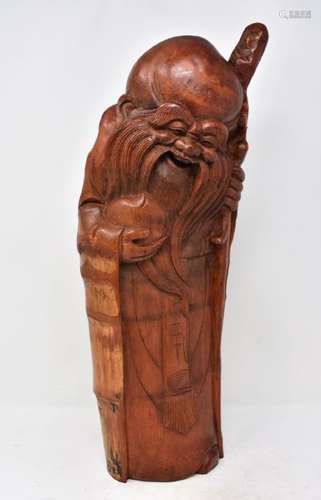 Chinese Qing Dynasty Bamboo Carving Longevity