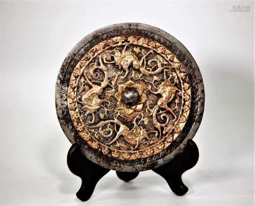 Chinese circular archaistic metal mirror