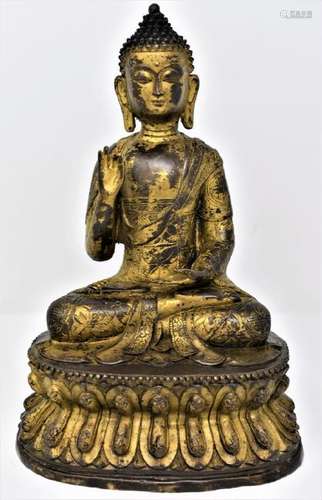 Sino-Tibetan Gilt Bronze Seated Buddha