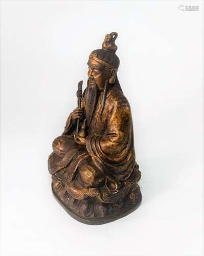 19th Century Chinese Gilt Brass Laozi Taoism