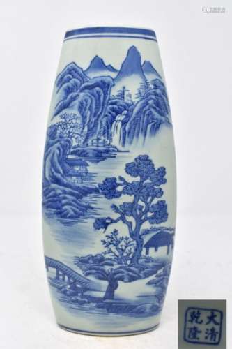 Chinese Qing Dynasty Blue and White Porcelain Vase