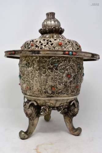 Imperial Circa 1900 Chinese Jeweled Incense Burner