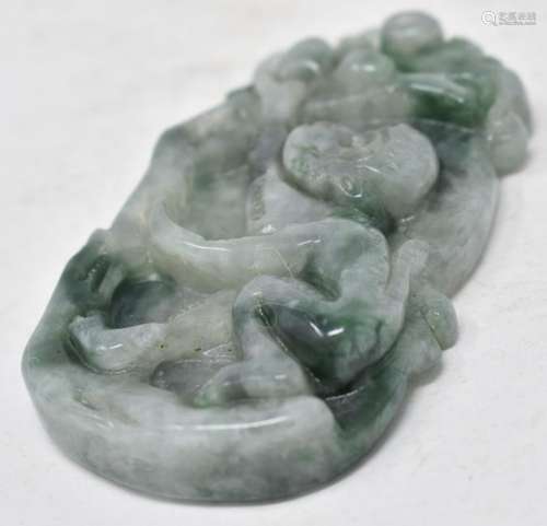 Chinese Natural Burma Jade Carved Monkey Pendant