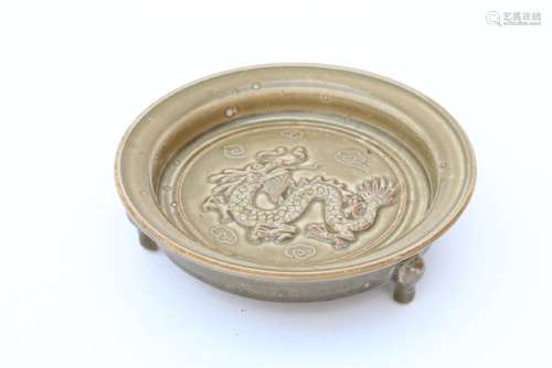 ChineseÂ Song Dynasty celadon tripod Foot Brush Washer