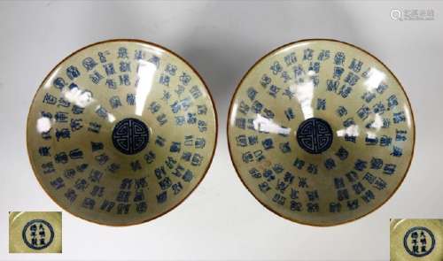 Pair of Chinese Ming Dynasty Celadon Beans Xuande