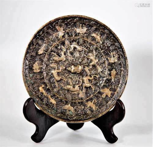 Chinese circular archaistic metal mirror