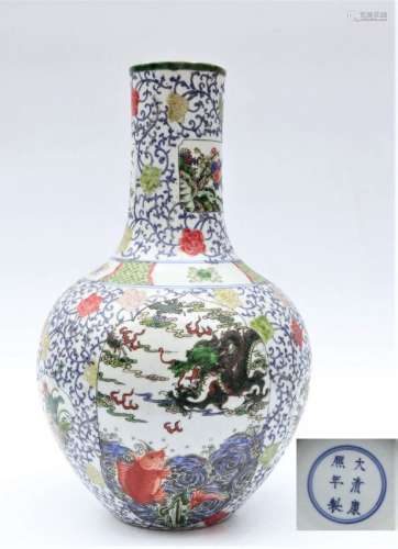 Large Chinese Qing DynastyÂ a Blue & White Famille Rose