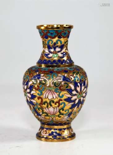 Chinese decorative enameled metal vase