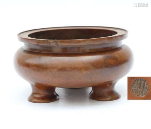 Chinese Ming DynastyTripod Foot bronze open censer