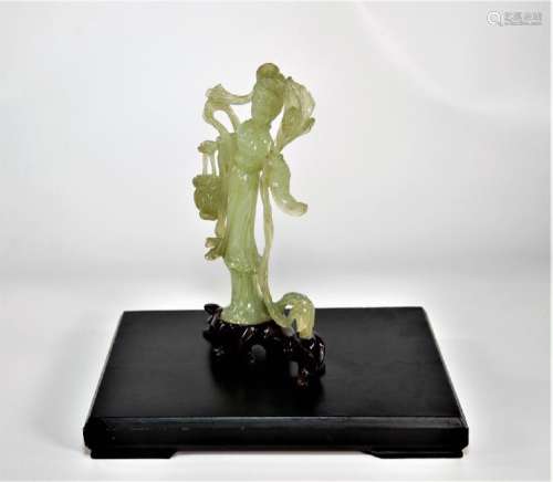 Chinese Jade Carving Immortal Beauty with Basket
