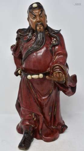 Chinese Flambe Red Glaze Porcelain Pottery Guan gong