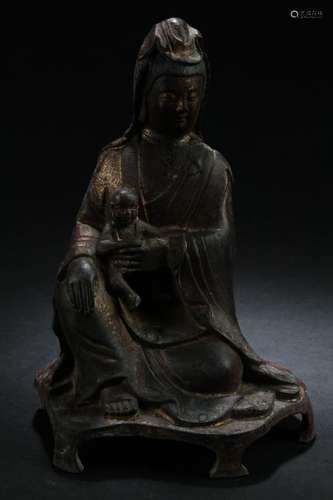 A Chinese Seated Guanyin Display Buddha Statue