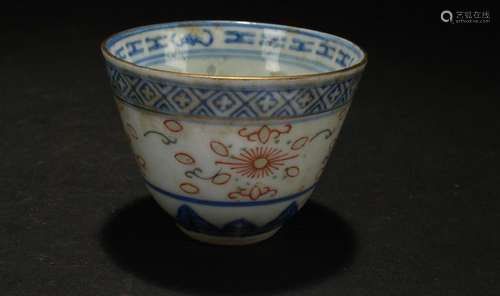 An Estate Chinese Bat-framing Blue and White Porcelain