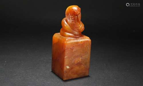 A Chinese Snake-fortune Estate Soapstone Seal