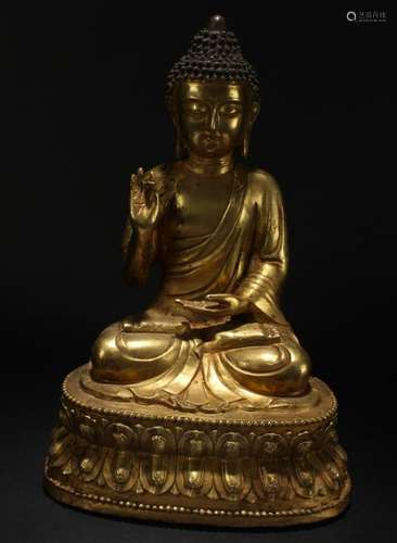 A Chinese Pondering-pose Estate Religious Buddha Statue