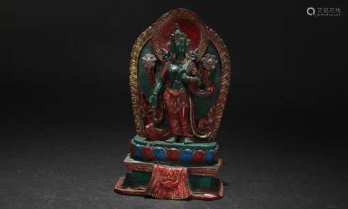 An Estate Tri-color Tibetan Estate Statue Display