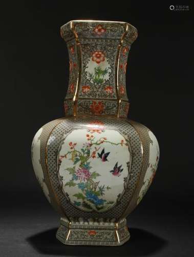 An Estate Chinese Nature-sceen Hexa-fortune Porcelain