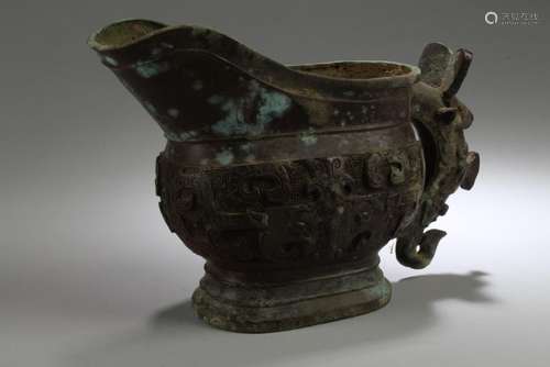 A Chinese Fortune Anicent-framing Bronze-Vessel Display