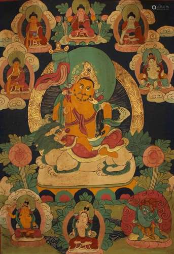 A Tibetan Religious Buddha-fortune Display Thangka