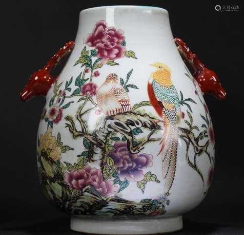 A Chinese Deer-fortune Duo-handled Estate Nature-sceen