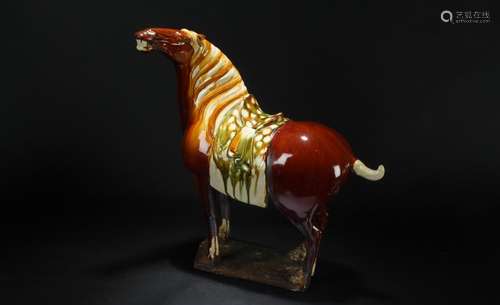 An Estate Chinese Funeral-use Tri-color Horse Statue