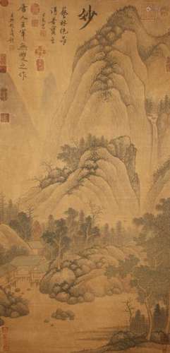 A Chinese Mountain-view Fortune Scroll Display