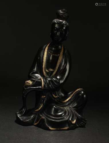 A Chinese Estate Wooden Guanyin Display Statue